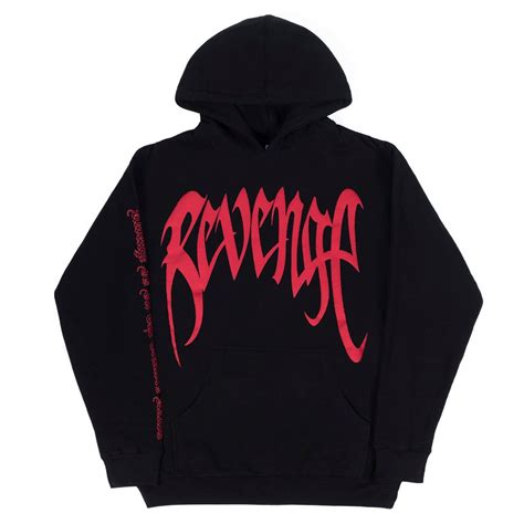 Revenge Revenge Black and Red Arch Logo Hoodie (M) | Grailed