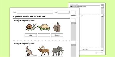 Adjectives with er and est Test