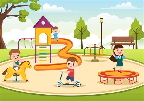 Children On Playground Clip Art