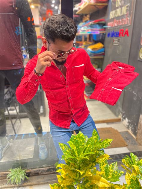 Red Plain Dotted Shirt – Likera