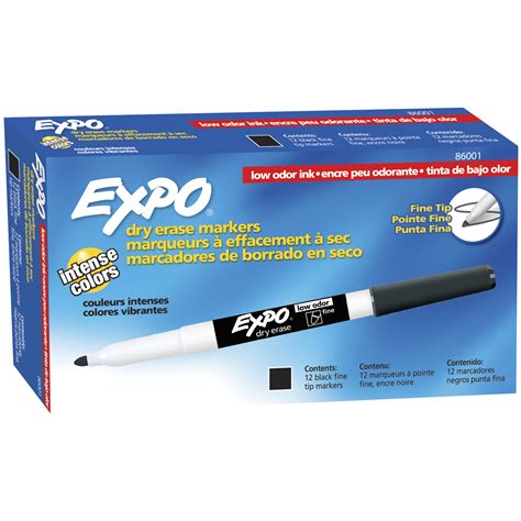 EXPO Low Odor Dry Erase Markers, Fine Tip, Black, 12 Count - Walmart.com