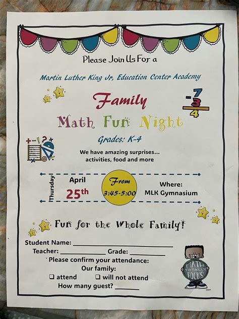 MLK Family Math Fun Night, Martin Luther King Jr Educ Center, Detroit ...