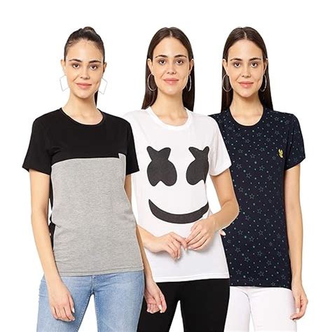 Buy Mack JONNEY Women Regular Fit Tshirts Multicolored X-Large Pack of ...