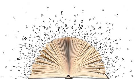 Premium Photo | An open book from which the letters scatter in ...