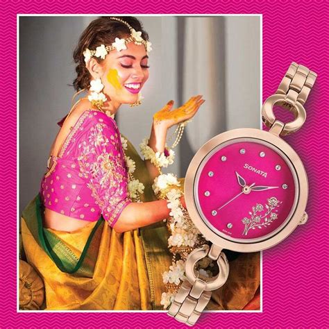 Buy Online Sonata Wedding Pink Dial Women Watch With Stainless Steel ...