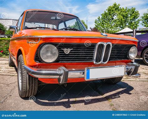 Red Vintage Old School BMW 2002 Ti. Front View with a Rare Car Editorial Stock Photo - Image of ...