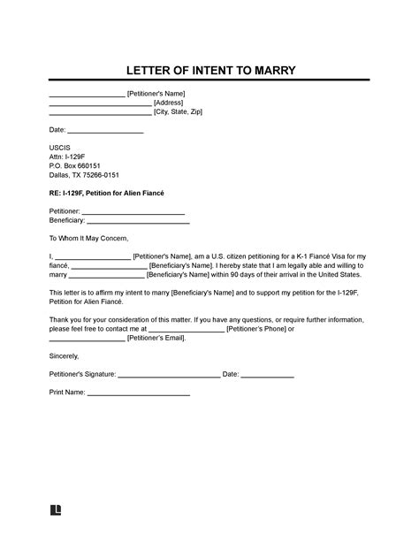 Free Letter of Intent to Marry (Within 90 Days) | PDF & Word