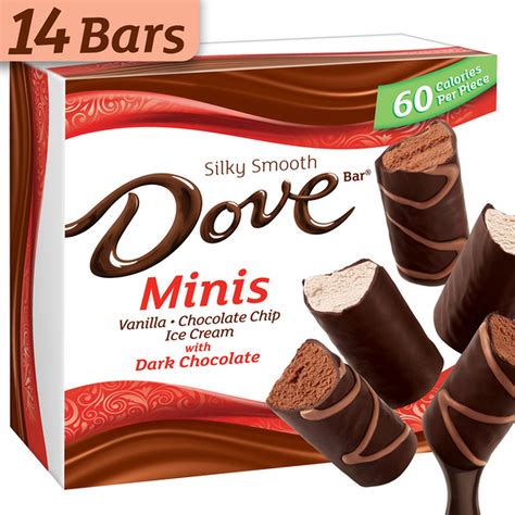 Dove Bar Minis Vanilla Chocolate Ice Cream with Dark Chocolate Bars (14 ...