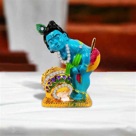 Bal Gopal Krishna with Makhan Mutki Idol (St-949) Statue for Car ...
