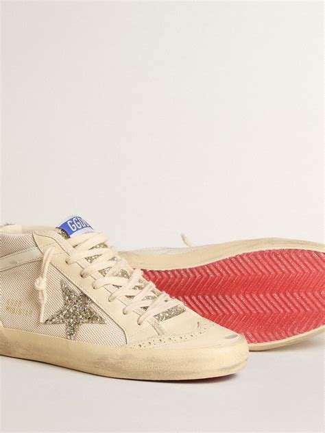 Women's Mid Star in mesh with platinum glitter star and white leather ...
