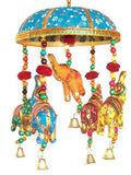 JaipurCrafts Indian Traditional Elephant Turquoise Umbrella Hanging ...