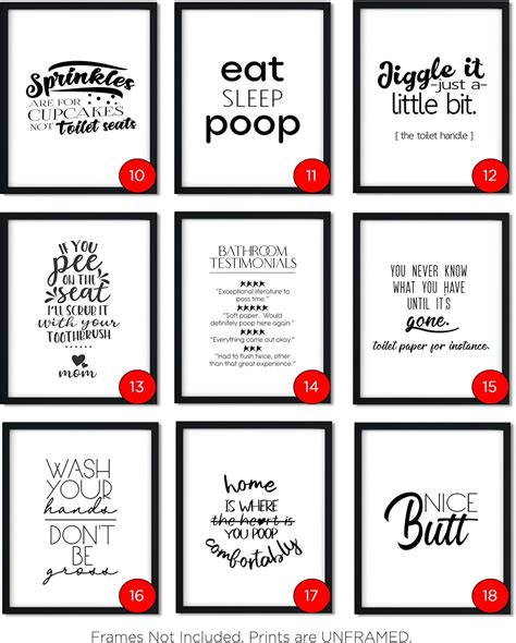 Buy Funny Bathroom Wall Art | Create Your Own Custom Set of 6 from ...