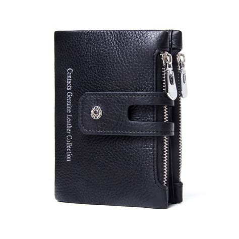 Contacts Mens Genuine Leather Bifold Double Zipper Coin Pocket Purse ...