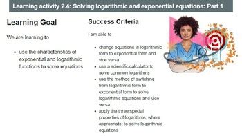 2.4 MHF4U Solving logarithmic and exponential equations: Part 1 | TPT