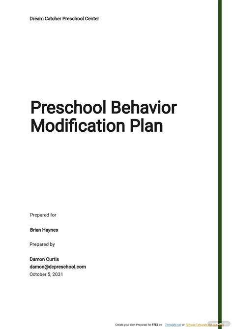 Image result for Behavior Modification Plan Template