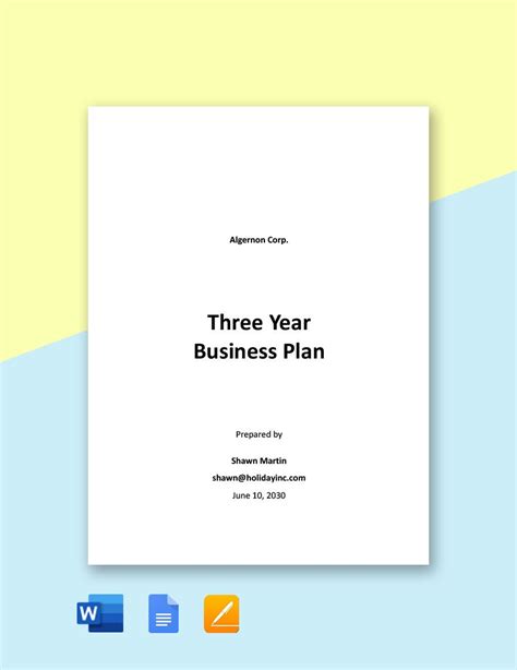 3 Year Business Plan Template 的图像结果