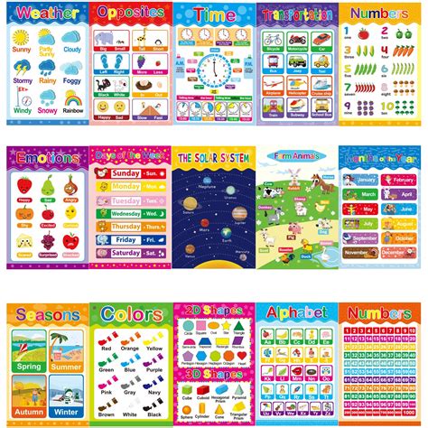 15 Educational Posters for Toddlers Kids Preschool Kindergarten Nursery ...