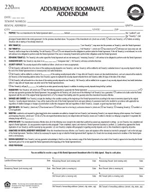 Fillable Online ADD/REMOVE ROOMMATE Fax Email Print - pdfFiller