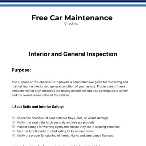 Image result for Vehicle Maintenance Checklist