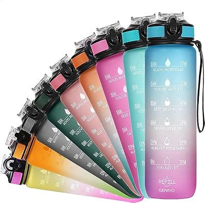 SOLARA 1L Tritan Water Bottle with Motivational Time Marker, Sipper ...