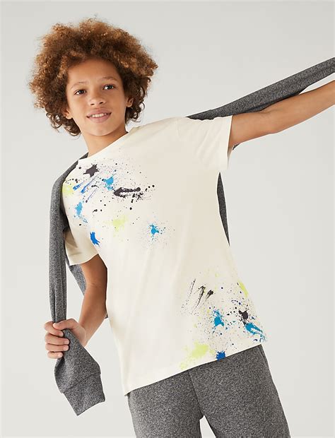 Buy Pure Cotton Paint Splat T-Shirt at Marks & Spencer