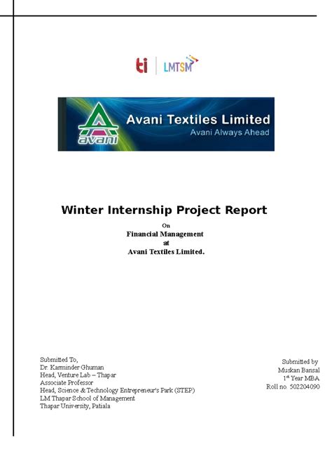 intership Report final - Winter Internship Project Report On Financial ...