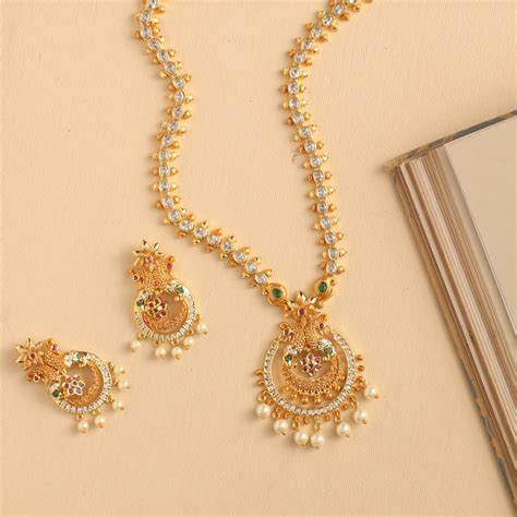 Shop Tarinika's Hrida Nakshatra CZ Long Necklace Set - Tarinika India