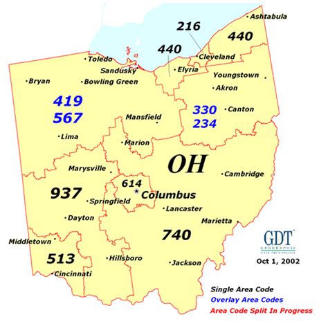 Image result for Ohio Area Code Map