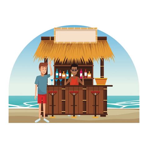 Peoplea no quiosque da praia | Vetor Premium