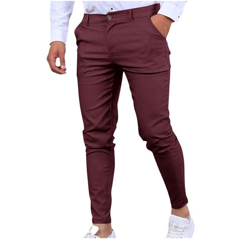 Dovford Mens Chinos Slim Fit Pants Flat Front Stretch Skinny Tapered ...