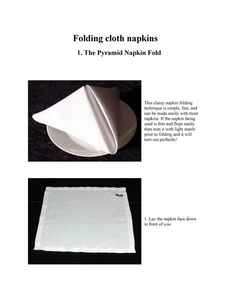 Folding cloth napkins - The Pyramid Napkin Fold This classy napkin ...
