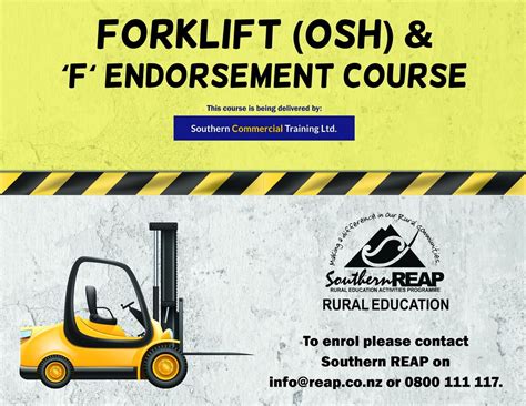 Forklift (OSH) & ‘F‘’ Endorsement Course - Gore , Fairfield St, Gore ...