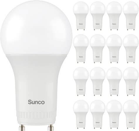 Sunco 16 Pack GU24 LED Light Bulbs 2 Prong A19, CRI91 5000K Daylight ...