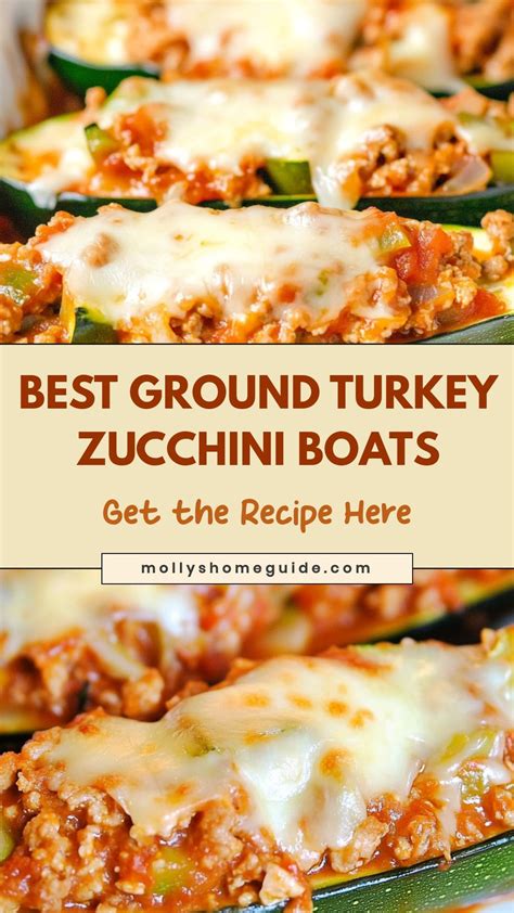 Cheesy Ground Turkey Zucchini Boats | Recipe | Ground turkey and ...