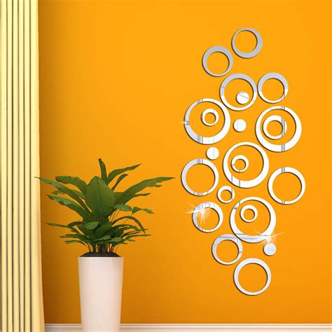 Buy Acrylic Mirror Circle Ring Wall Sticker 3D Three-Dimensional ...
