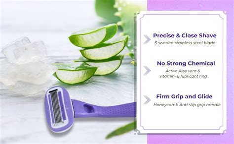Hyuman® Zen Body Razor For Women, 5 Blade Hair Removal, Aloe Vera & Vit ...