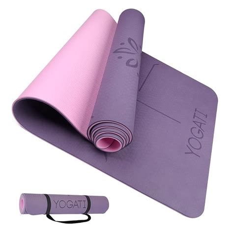 Yogati Yoga Mat with Adjustment Lines & Carry Strap - Ideal for Yoga ...