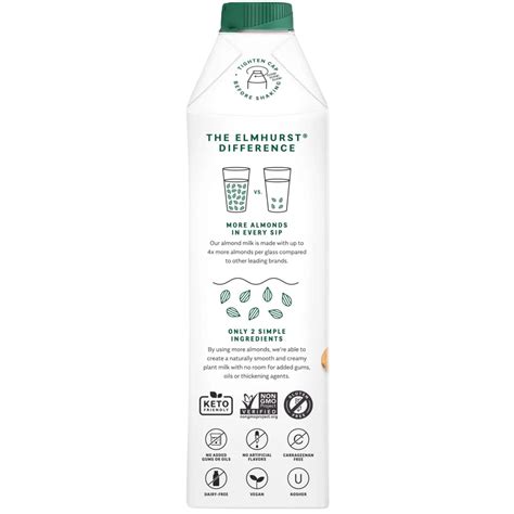 Elmhurst Unsweetened Almond Milk 946ml - Fiddleheads Health and Nutrition