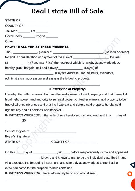 Real Estate Bill of Sale Form Template Printable in PDF & Word