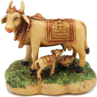 Buy JaipurCrafts Colorful Cow and Calf Showpiece - 7.62 cm (Stoneware ...