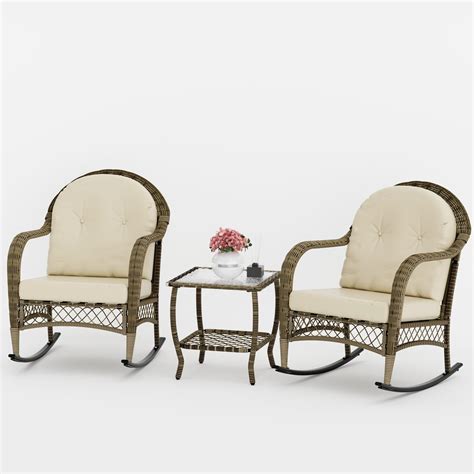 Amazon.com: HILLGA Luxury Swivel Rocker High Back Chairs Outdoor, 3 ...