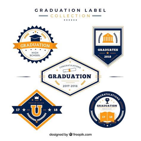 Modern graduation label collection with flat design | Free Vector