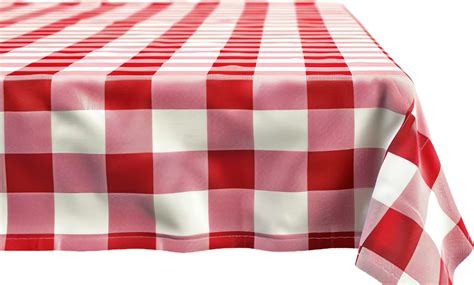 Red and White Checkered Tablecloth on Dining Table. 45873117 PNG