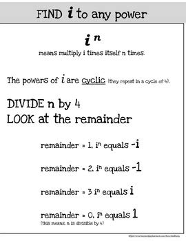 Image result for Imaginary Numbers Chart Powers