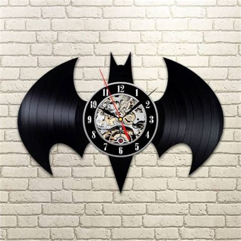 Bat Silhouette Vinyl Record Clock, Comic Book Superhero Art, DC Comics Home Decor, Unique ...