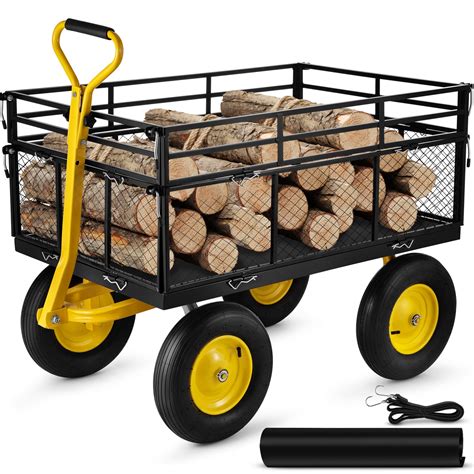 BENTISM Steel Garden Cart, Heavy Duty 1400 lbs Capacity, with Removable ...