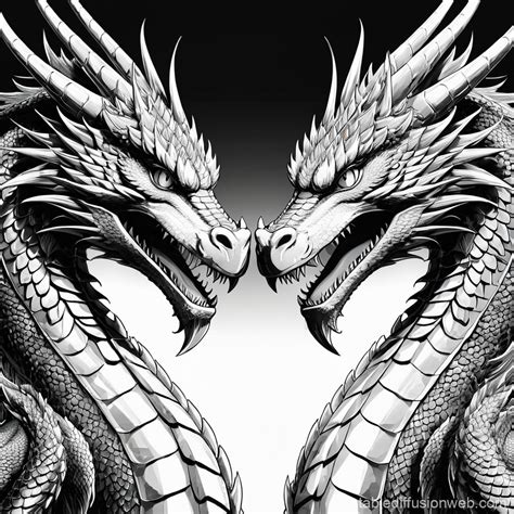 Japanese Dragons in Black and White Style | Stable Diffusion Online