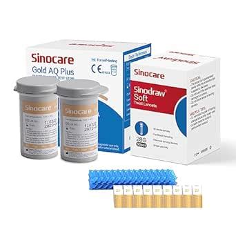 Sinocare Gold AQ Plus Blood Glucose Test Strips, Glucometer Strips 50 ...