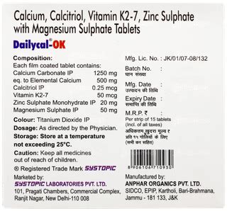 Dailycal Ok Tablet 15 - Uses, Side Effects, Dosage, Price | Truemeds