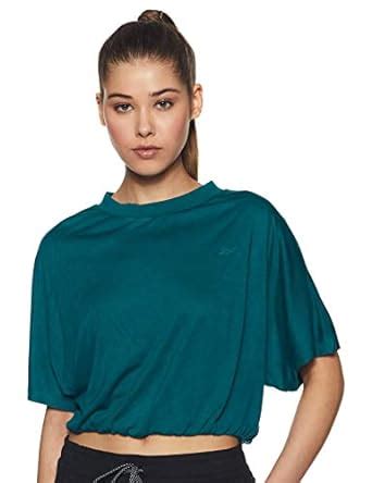 Reebok Women's Striped Regular Fit Sports T-Shirt (FI6827_Heritage Teal ...